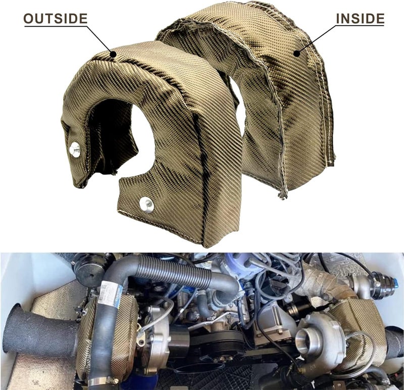 Ummickl Titanium Turbo Blanket Heat Shield Cover Turbocharger Cover Heat Shield Barrier Fiber Turbo Blanket for T3 T25 T28 GT25 GT28 GT30 GT32 GT35 CT26 Turbocharger Cover Wrap with Locking Springs - Image 5